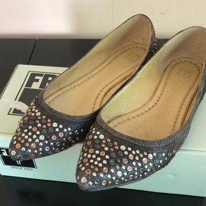 Frye metallic studded flats Size 10